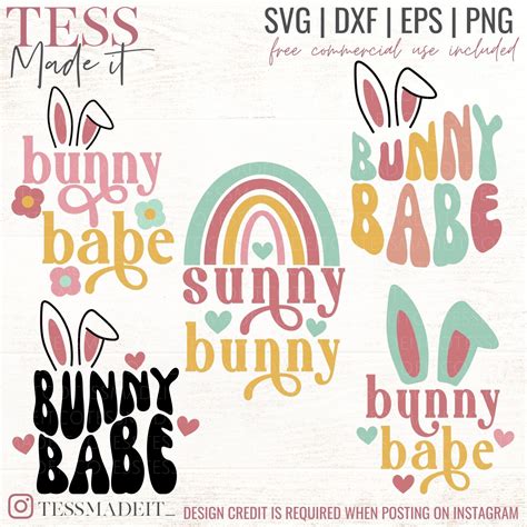 Bunny Babe Svg Bundle Retro Easter Svg Bundle Tess Made It