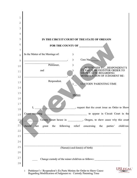 Oregon Petitioner S Or Respondent S Ex Parte Motion For Order To Show