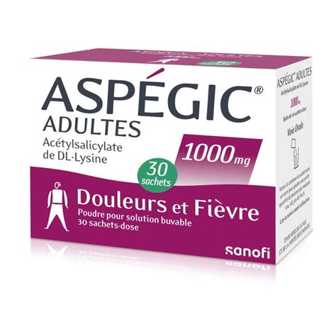 Aspégic 1000 Adulte sachet Aspirine 1g Douleurs et fièvre