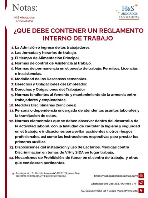 Que Debe Contener Un Reglamento Interno De Trabajo Pdf