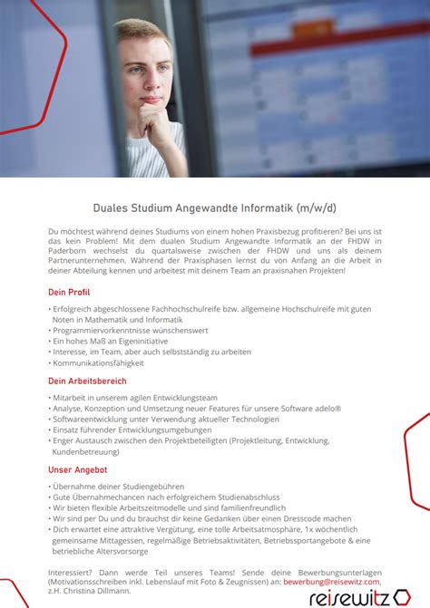 Reisewitz GmbH Co KG Duales Bachelor Studium Angewandte Informatik