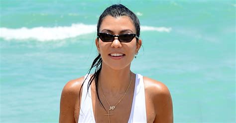 Kourtney Kardashian Shows Off Killer Body In White Swimsuit Kourtney Kardashian Just Jared