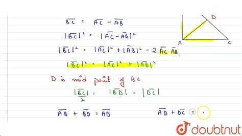 Prove By Vector Method That In A Right Angled Triangle Abc Ab2