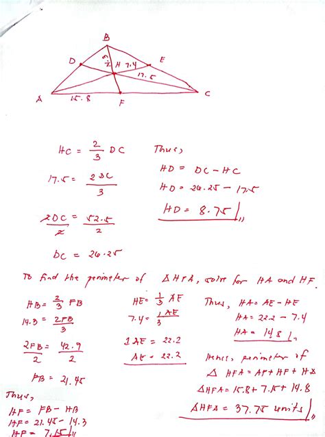 Solved Triangle ABC Is Shown Where Point G Is The Centroid HB 14 3