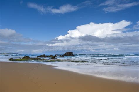 Sandy Beach In The Cantabrian Sea Stock Image Image Of Park