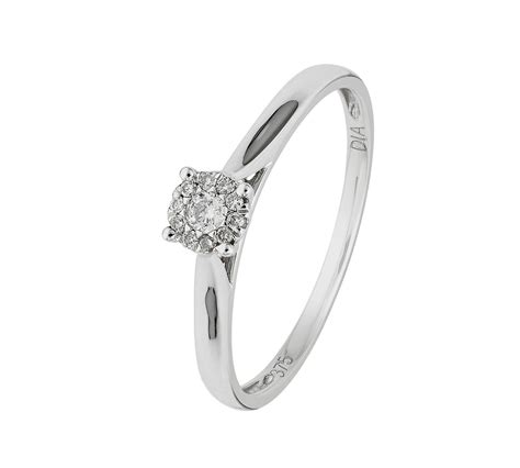 Buy Revere 9ct White Gold Diamond Accent Halo Cluster Ring At