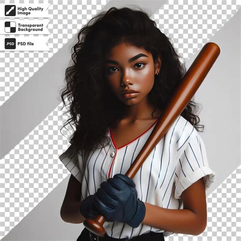 Premium PSD A Girl With Long Hair Holding A Baseball Bat