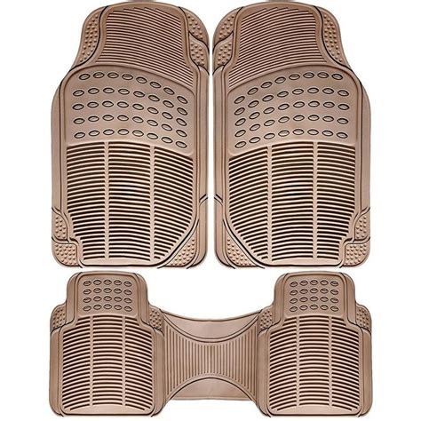 Universal Fit Beige Piece Full Set Ridged Heavy Duty Rubber Floor Mat