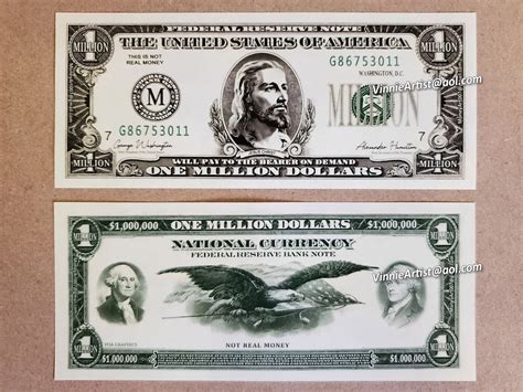 JESUS CHRIST on a Million Dollar Bill Novelty Cash 1M Fake Money ...