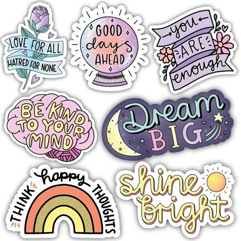 Positivity Sticker 7 Pack Shine Bright Waterproof Vinyl Sticker