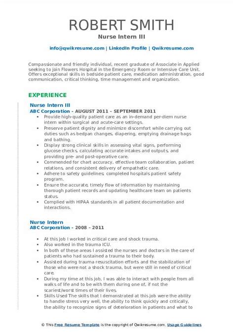 10 Nurse Intern Resume Samples And Templates For 2025