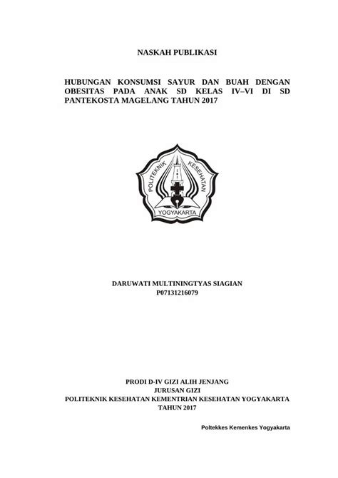 Pdf Naskah Publikasi Hubungan Konsumsi Sayur Dan Buah Bisa