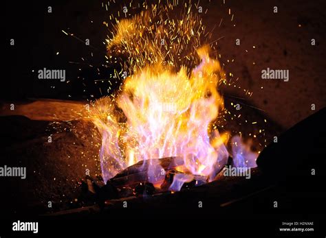 forge fire  blacksmiths stock photo alamy