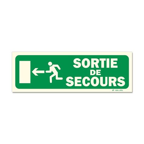 Panneau Sortie Secours Photoluminescent Pvc Mm Fl Che Gauche