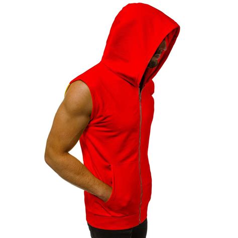 Gilet Sans Manches Pour Hommes Débardeurs Musculaires Sweat à Capuche Fermeture éclair à Capuche