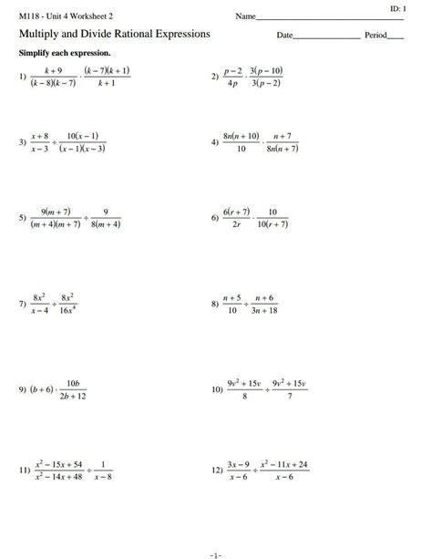 Multiplying And Dividing Rational Numbers Worksheets Rationa