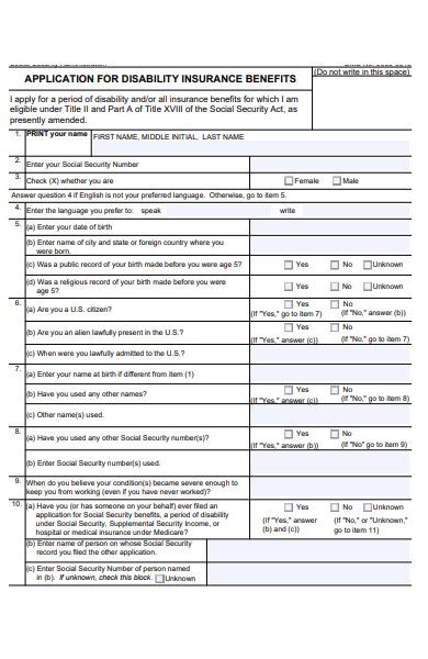 Disability Application Form Printable Printable Forms Free Online