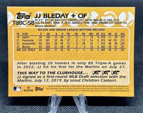 2023 Topps Series 1 JJ BLEDAY Marlins RC Rookie 1988 Chrome Silver Mojo