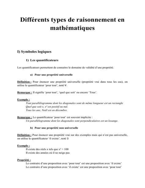 Différents Types De Raisonnement En Mathématiques