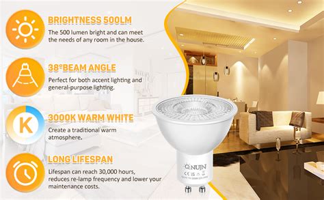 QNUJN GU10 LED Bulbs Dimmable Warm White 3000K LED Light Bulbs 7W