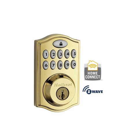 Kwikset Z Wave Smartcode 914 Lifetime Polished Brass Single Cylinder Electronic Deadbolt