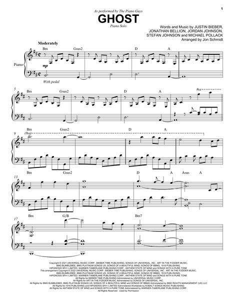 The Piano Guys Ghost Sheet Music For Piano Solo Download Pdf 1206720