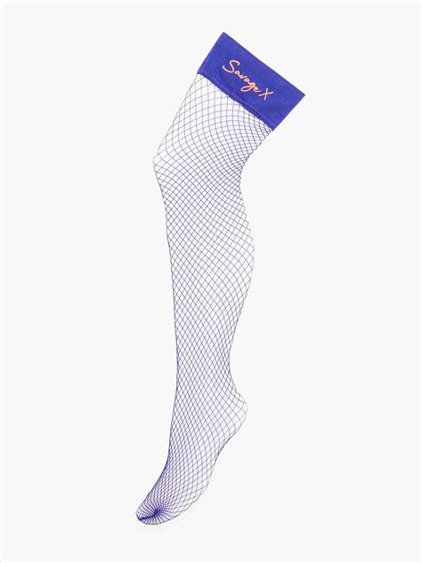 Savage X Fishnet Stay Up Stockings In Blue And Purple Savage X Fenty Uk