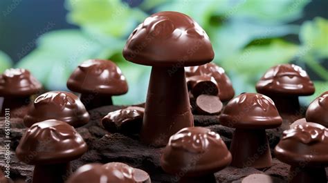 A Closeup Image Of A Magic Mushroom Chocolate The Chocolate Is Infused