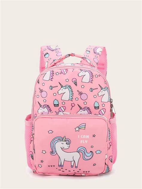 Girls Unicorn Print Pocket Front Backpack Backpack With Pins Vans Backpack Backpack Clothes