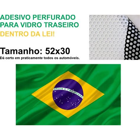 Kit Bandeiras Brasil Adesivo Perfurado Para Carro Patriota X Cm