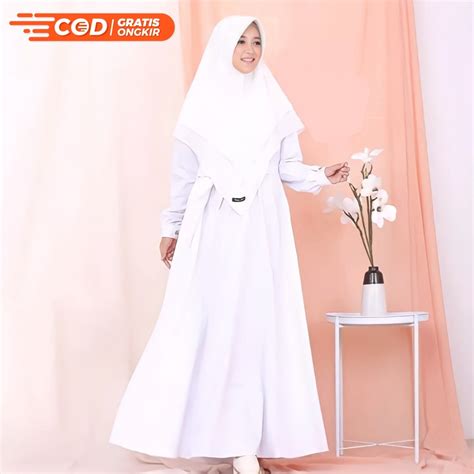 Jual Gamis Katun Dress Polos Toyobo Fodu Madinah Premium Putih Jumbo