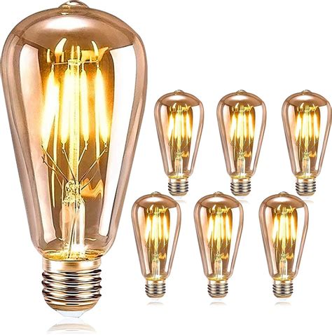 Ampoule Led E27 Blanc Chaud6 Ampoules Led Edison 6w St64 E27 Lampe Décorative Filament Led