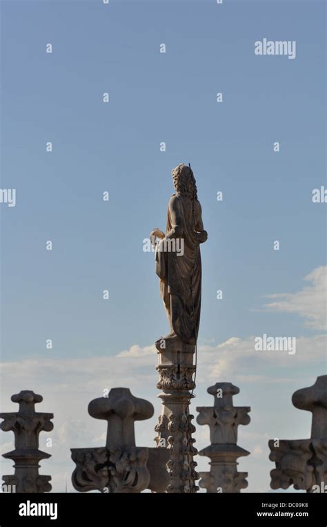 Different Gothic Style Statues Of Milano Duomo One Of The Biggest