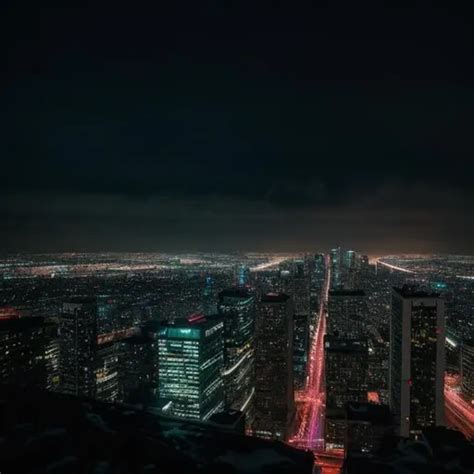 Big City View From A Hill When Its Raining