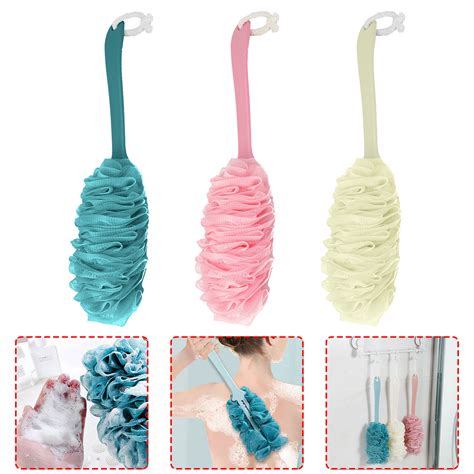 Jierger 3pcs Back Scrubber For Shower Loofah Long Handle Bath Body