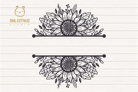 Free Svg Sunflower Split Monogram Svg Crafter Files