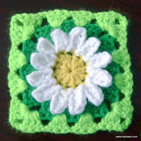 Wild Daisy Flower Granny Square Pattern By Maz Kwok Granny Square