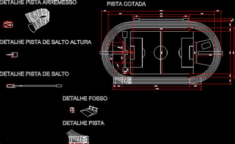 Atletismo Detalles De La Pista En AutoCAD Librería CAD