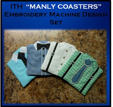 In The Hoop Manly Coaster Embroidry Machine Design Set Etsy