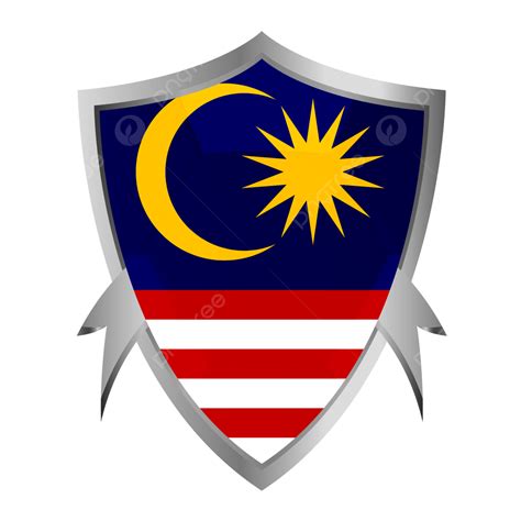 Malaysia Flag In Silver Shield Malaysia Flag Malaysia Day PNG