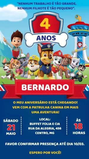 Invitación De Cumpleaños De Patrulla Canina Un Increíble Editor En Línea Para Editar Las