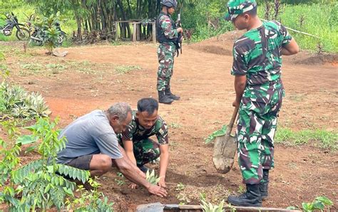 Memanfaatkan Lahan Kosong Satgas Pamtas RI PNG Yonif 511 DY Ajari