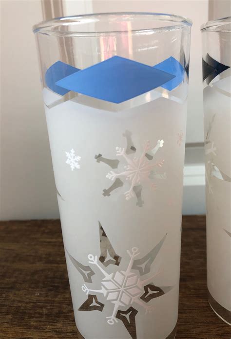 Frosted Snowflake Glasses Blue Green Pink Black Accent Tom Etsy