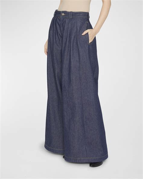 Khaite Rico Pleated Wide Leg Pants Neiman Marcus