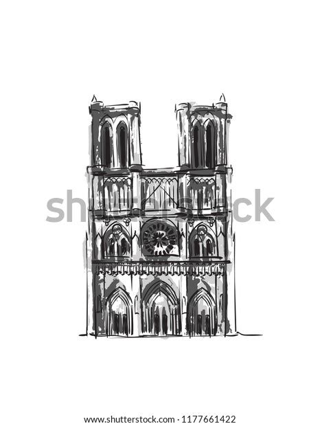 Notre Dame De Paris Illustration Watercolor Stock Vector Royalty Free 1177661422 Shutterstock