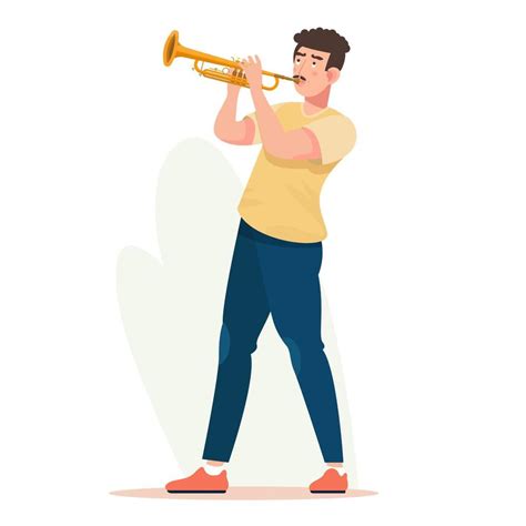 Man Playing A Trumpet Trumpet Player Musician Flat Vector