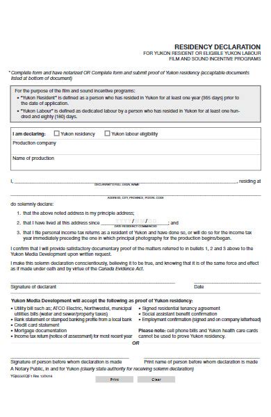 Free 40 Residency Declaration Forms Download How To Create Guide Tips