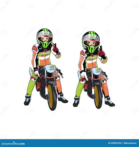 Cartoon Rider Motorcycle Racing Vector Stock Vector - Image: 69809238