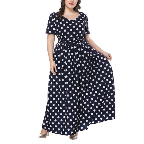 Xl 7xl Plus Size Polka Dot Dress Woman Big Size 2018 New Fashion V Neck