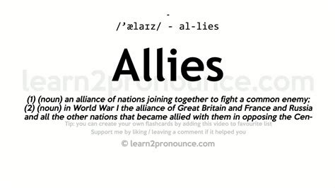 Pronunciation Of Allies Definition Of Allies Youtube